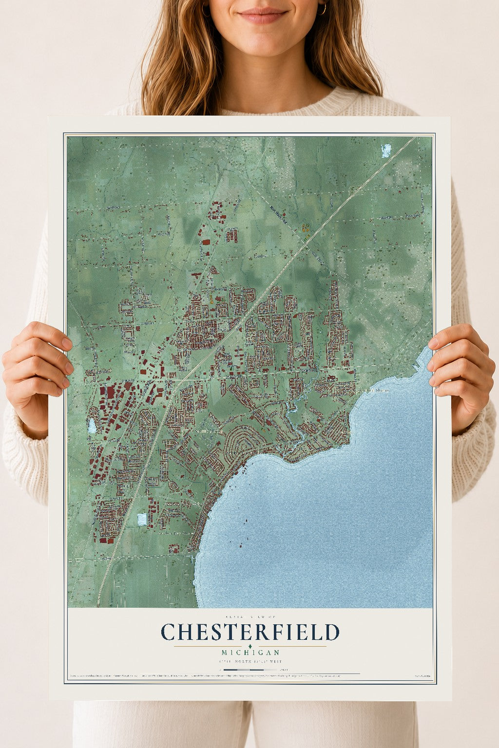 Map of Chesterfield, Michigan, 18 x 24 inch unframed archival matte print
