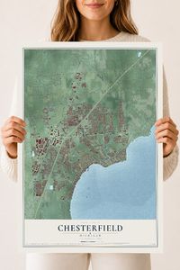 Map of Chesterfield, Michigan, 18 x 24 inch unframed archival matte print