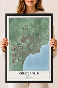 Map of Chesterfield, Michigan, 18 x 24 inch print in a black wood frame