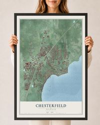 Map of Chesterfield, Michigan, 24 x 36 inch print in a black wood frame