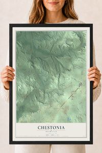Map of Chestonia, Michigan, 18 x 24 inch print in a black wood frame