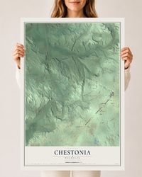 Map of Chestonia, Michigan, 24 x 36 inch unframed archival matte print