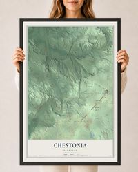 Map of Chestonia, Michigan, 24 x 36 inch print in a black wood frame