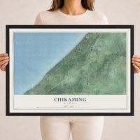 Map of Chikaming, Michigan, 18 x 24 inch print in a black wood frame