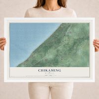 Map of Chikaming, Michigan, 18 x 24 inch print in a white wood frame