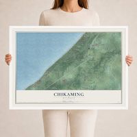 Map of Chikaming, Michigan, 24 x 36 inch print in a white wood frame