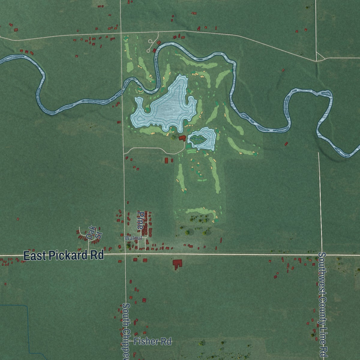 Second close-up of the map of Chippewa, Isabella County, Michigan print showing more streets and buildings