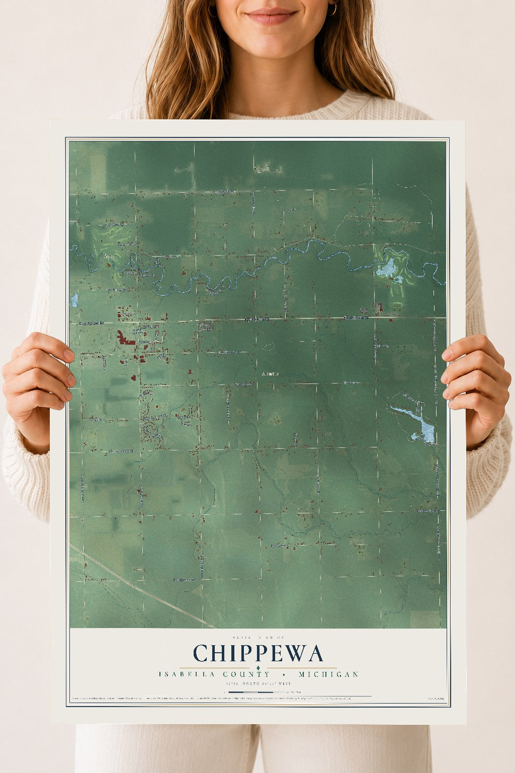Map of Chippewa, Isabella County, Michigan, 18 x 24 inch unframed archival matte print