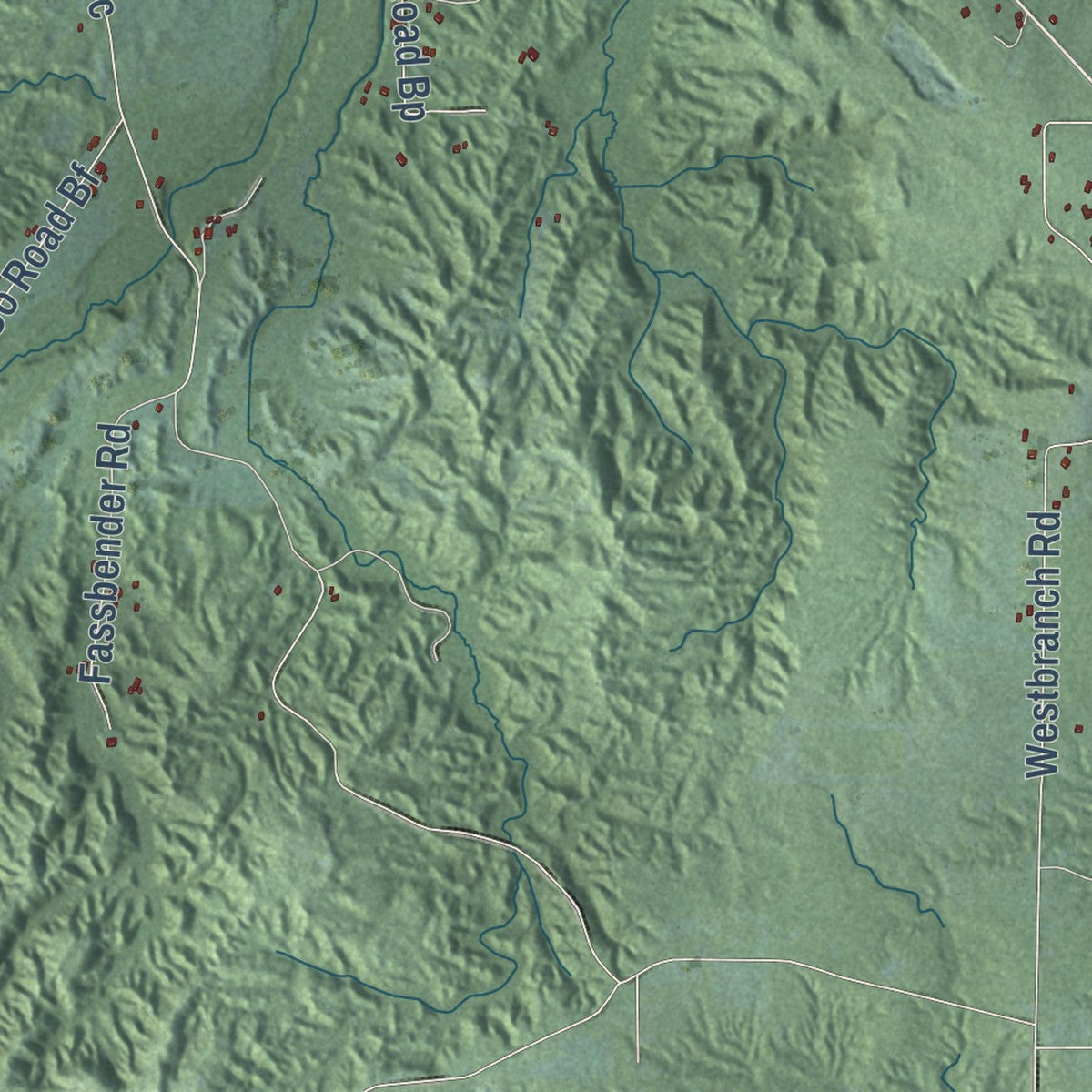 Close-up of the map of Chocolay, Michigan print showing street and building detail
