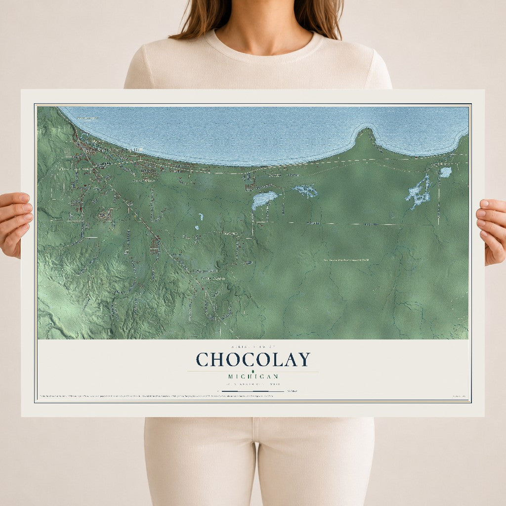 Map of Chocolay, Michigan, 18 x 24 inch unframed archival matte print