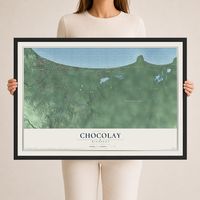 Map of Chocolay, Michigan, 24 x 36 inch print in a black wood frame