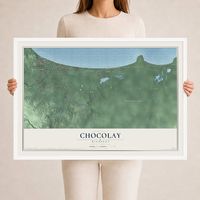 Map of Chocolay, Michigan, 24 x 36 inch print in a white wood frame