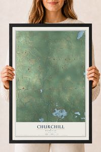 Map of Churchill, Michigan, 18 x 24 inch print in a black wood frame