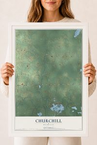 Map of Churchill, Michigan, 18 x 24 inch print in a white wood frame
