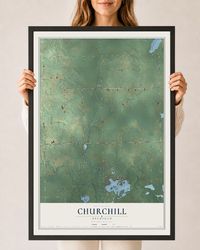 Map of Churchill, Michigan, 24 x 36 inch print in a black wood frame