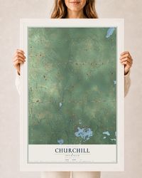 Map of Churchill, Michigan, 24 x 36 inch print in a white wood frame