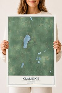 Map of Clarence, Michigan, 18 x 24 inch unframed archival matte print