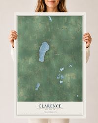 Map of Clarence, Michigan, 24 x 36 inch unframed archival matte print