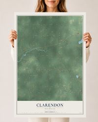 Map of Clarendon, Michigan, 24 x 36 inch unframed archival matte print