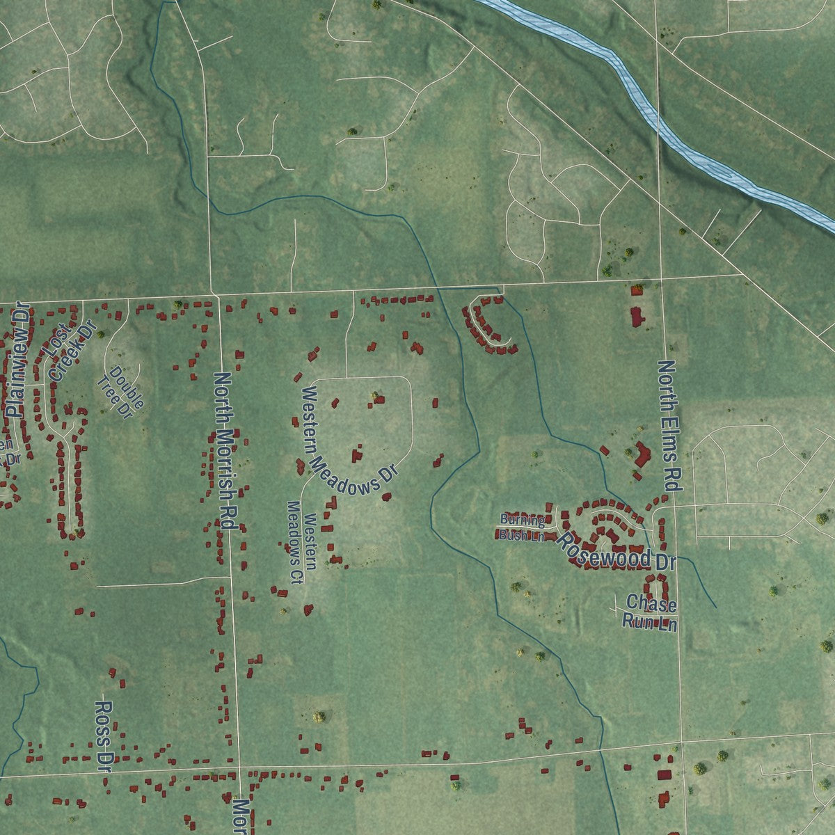 Close-up of the map of Clayton, Genesee County, Michigan print showing street and building detail
