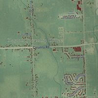 Second close-up of the map of Clayton, Genesee County, Michigan print showing more streets and buildings