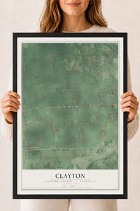 Map of Clayton, Genesee County, Michigan, 18 x 24 inch print in a black wood frame