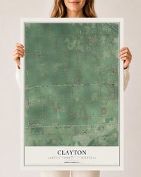 Map of Clayton, Genesee County, Michigan, 24 x 36 inch unframed archival matte print