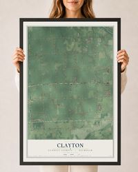 Map of Clayton, Genesee County, Michigan, 24 x 36 inch print in a black wood frame