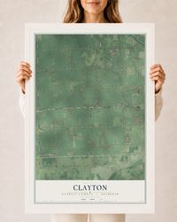 Map of Clayton, Genesee County, Michigan, 24 x 36 inch print in a white wood frame