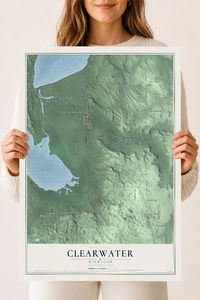 Map of Clearwater, Michigan, 18 x 24 inch unframed archival matte print