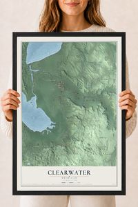 Map of Clearwater, Michigan, 18 x 24 inch print in a black wood frame