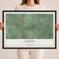 Map of Clinton, Lenawee County, Michigan, 18 x 24 inch print in a black wood frame
