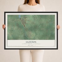 Map of Clinton, Lenawee County, Michigan, 24 x 36 inch print in a black wood frame