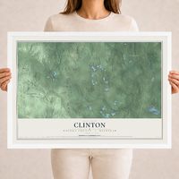 Map of Clinton, Oscoda County, Michigan, 18 x 24 inch print in a white wood frame