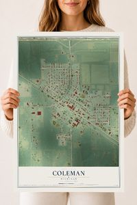 Map of Coleman, Michigan, 18 x 24 inch unframed archival matte print