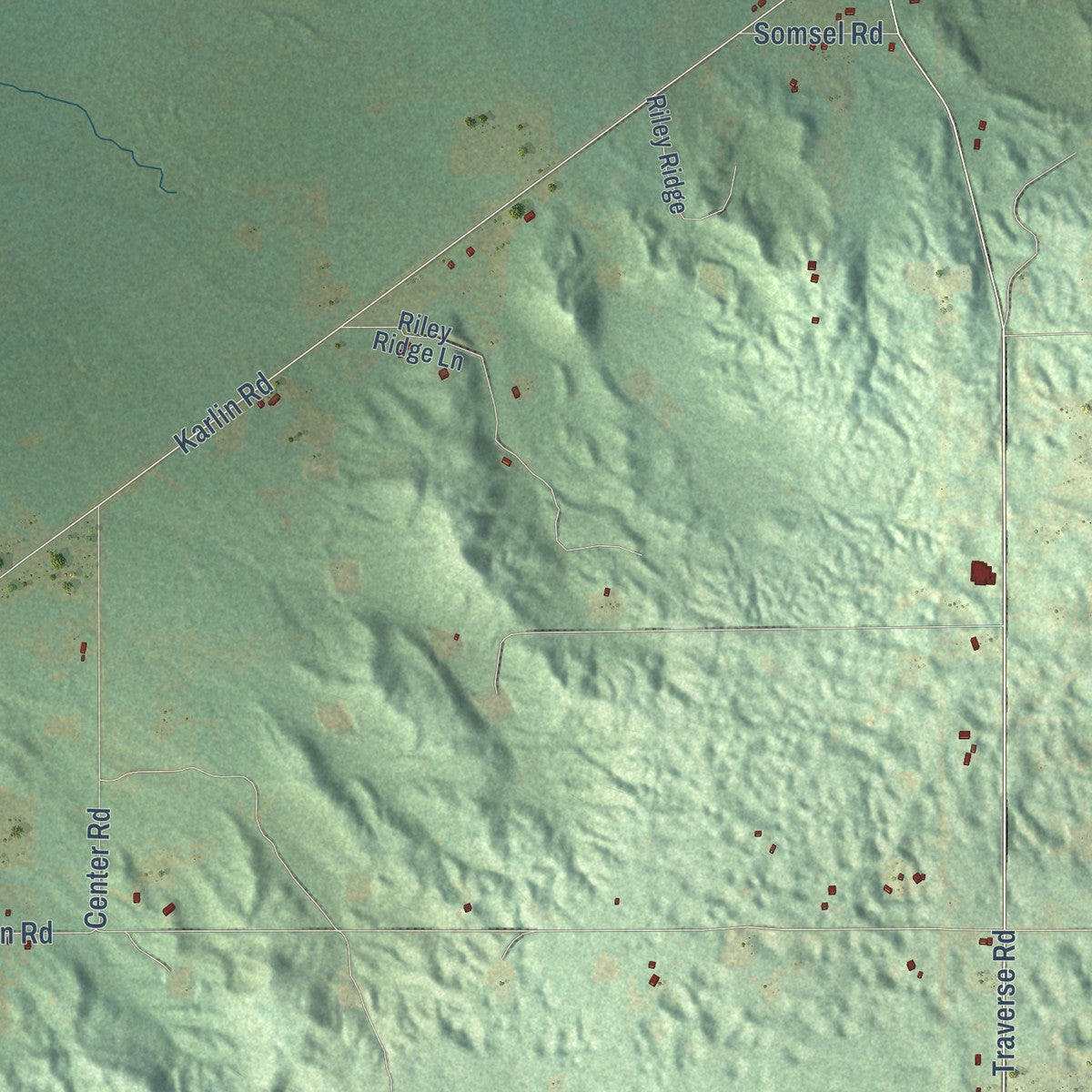 Close-up of the map of Colfax, Benzie County, Michigan print showing street and building detail