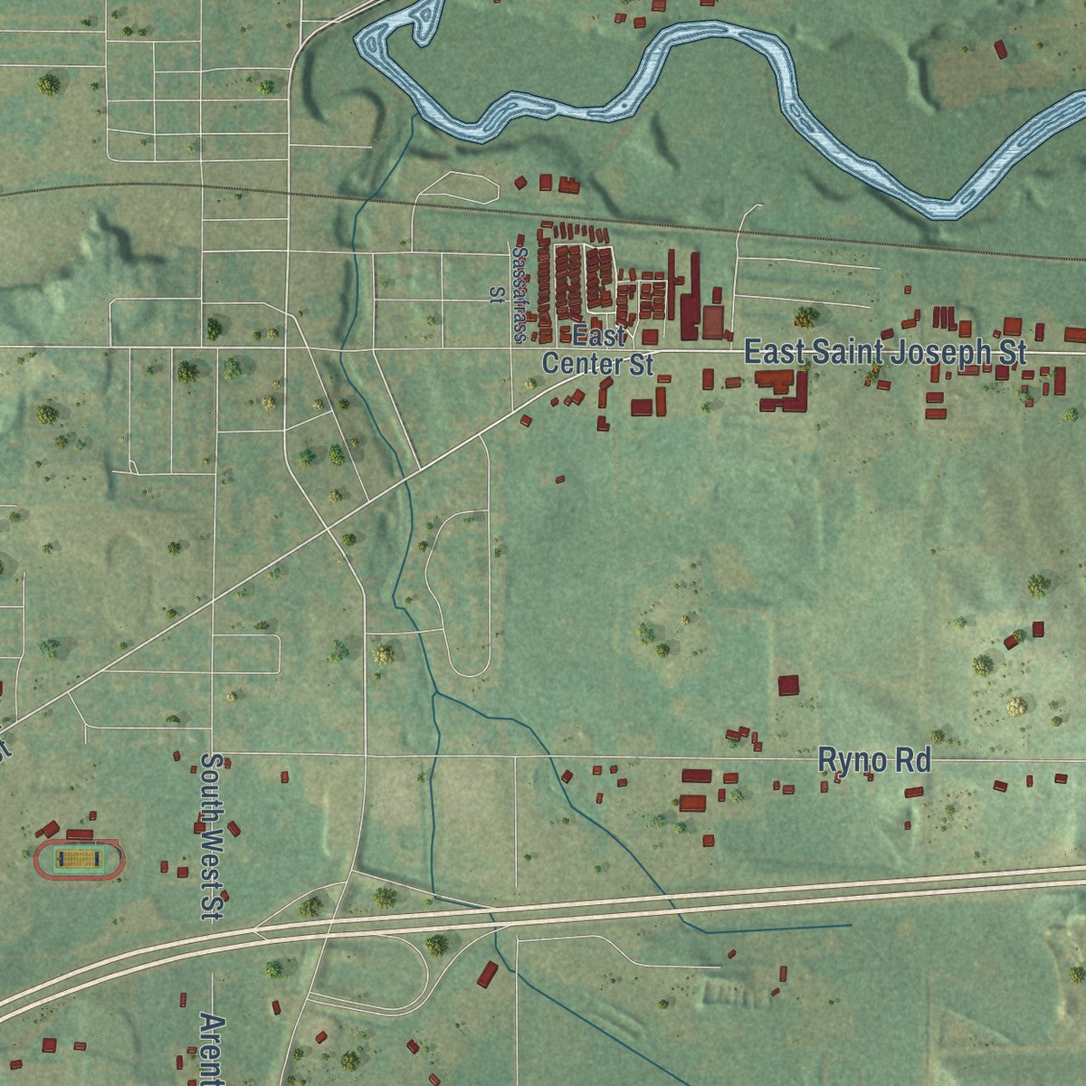 Second close-up of the map of Coloma, Berrien County, Michigan print showing more streets and buildings