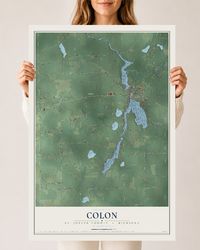Map of Colon, St. Joseph County, Michigan, 24 x 36 inch unframed archival matte print