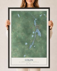 Map of Colon, St. Joseph County, Michigan, 24 x 36 inch print in a black wood frame