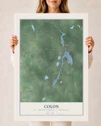 Map of Colon, St. Joseph County, Michigan, 24 x 36 inch print in a white wood frame