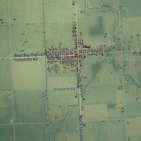 Close-up of the map of Columbia, Tuscola County, Michigan print showing street and building detail