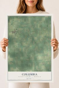 Map of Columbia, Tuscola County, Michigan, 18 x 24 inch unframed archival matte print