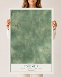 Map of Columbia, Tuscola County, Michigan, 24 x 36 inch unframed archival matte print