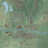 Second close-up of the map of Comstock, Michigan print showing more streets and buildings