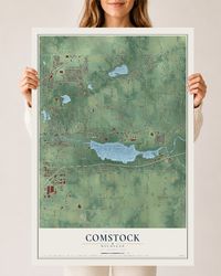 Map of Comstock, Michigan, 24 x 36 inch unframed archival matte print