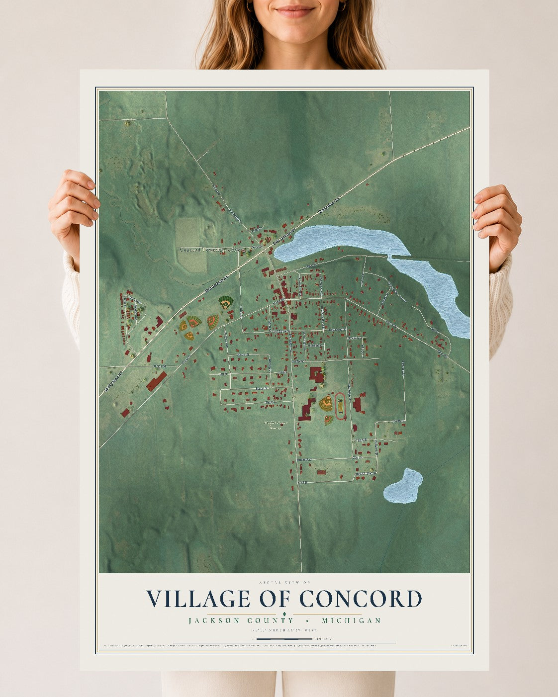Map of Concord, Michigan, 24 x 36 inch unframed archival matte print