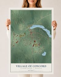 Map of Concord, Michigan, 24 x 36 inch unframed archival matte print