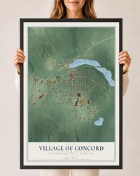 Map of Concord, Michigan, 24 x 36 inch print in a black wood frame