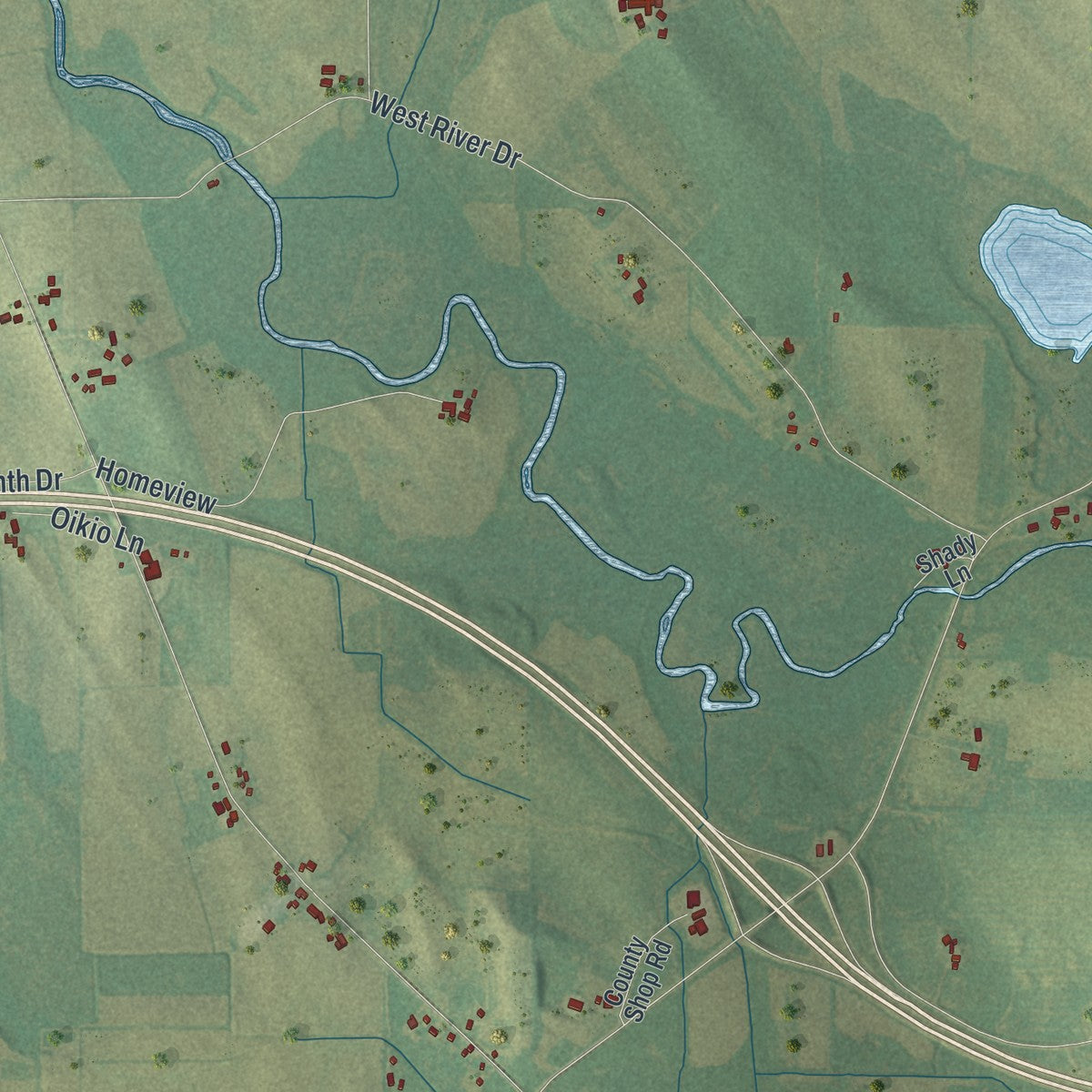 Close-up of the map of Concord, Wisconsin print showing street and building detail