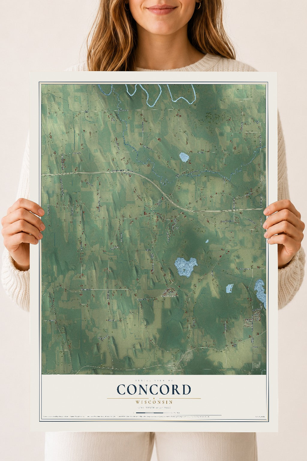 Map of Concord, Wisconsin, 18 x 24 inch unframed archival matte print